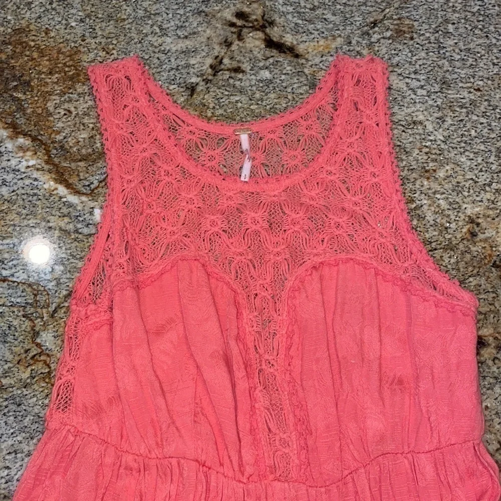 Free People Fiesta Dress Fit and Flare Coral